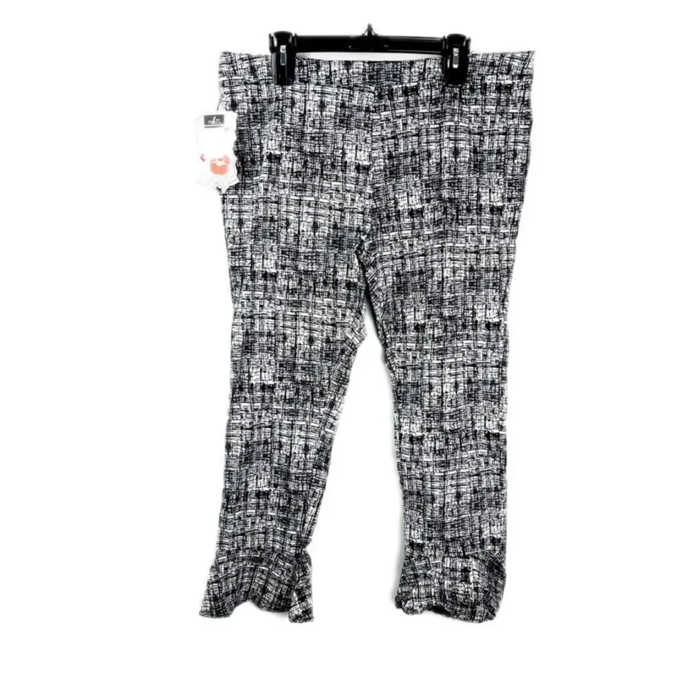 🆕 Crosshatch Ruffled Hem Cropped Pants Size XL